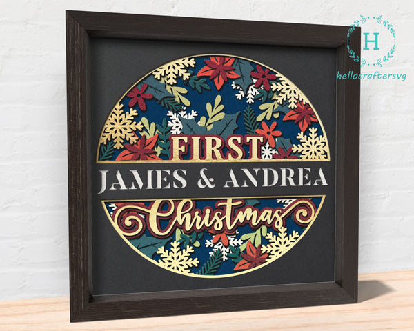 3d 1st Christmas Svg, Customisable CHRISTMAS Shadow Box Svg-33