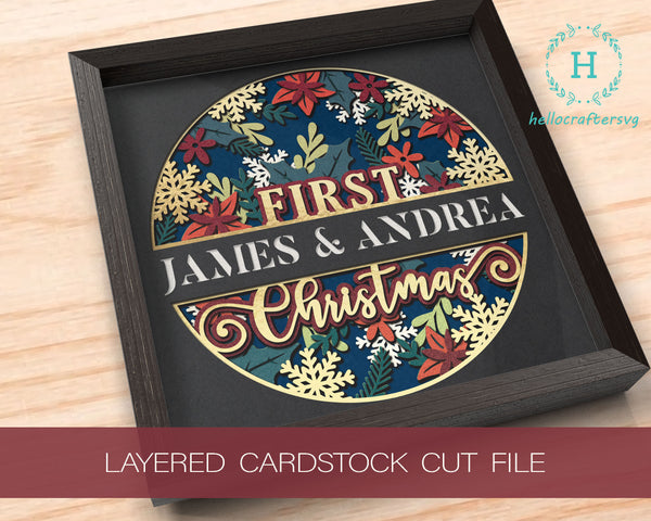 3d 1st Christmas Svg, Customisable CHRISTMAS Shadow Box Svg-44