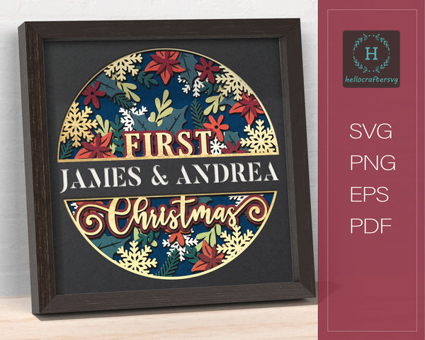 3d 1st Christmas Svg, Customisable CHRISTMAS Shadow Box Svg-55