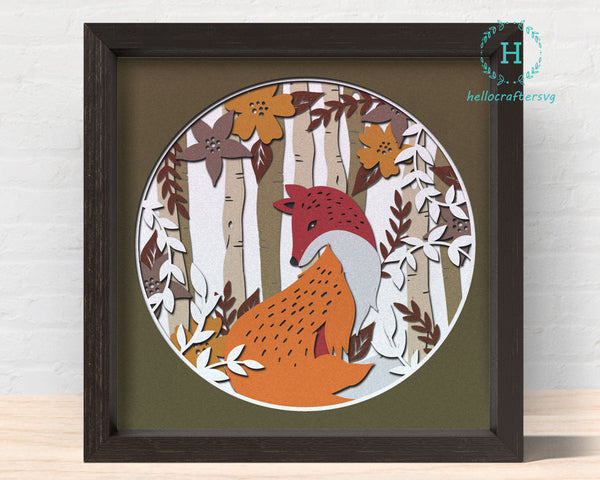 3D FOX SVG, FALL Shadow Box Svg, Cricut Files, Cardstock Svg, Silhouette Files - HelloCrafterSvg
