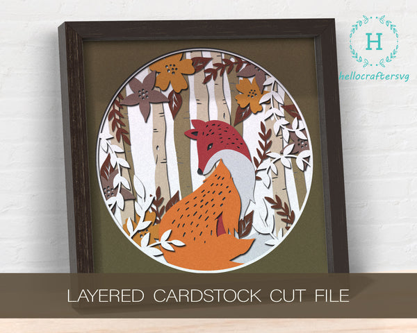 3D FOX SVG, FALL Shadow Box Svg, Cricut Files, Cardstock Svg, Silhouette Files - HelloCrafterSvg-33