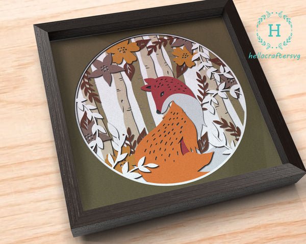 3D FOX SVG, FALL Shadow Box Svg, Cricut Files