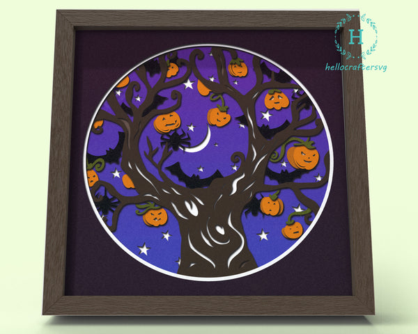 3D HAUNTED TREE SVG, Halloween Shadow Box Svg, Cricut Files, Cardstock Svg, Silhouette Files - HelloCrafterSvg.