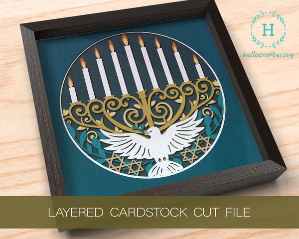 3d Hanukkah Svg, Hanukkah Shadow Box Svg - Cricut Files, Cardstock Svg, Silhouette Files - HelloCrafterSvg-22