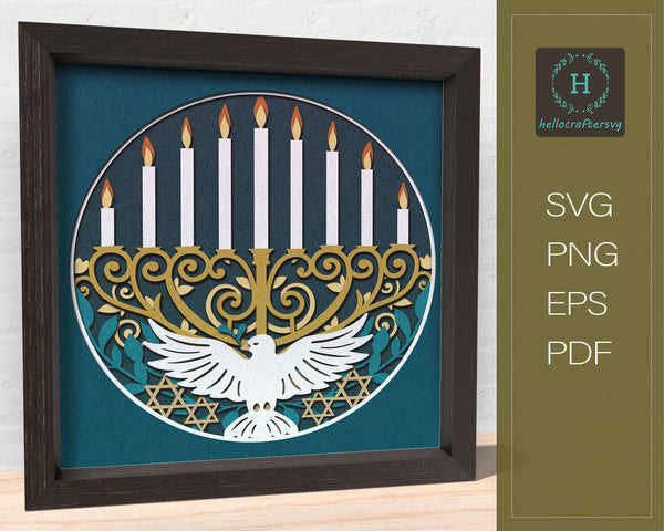 3d Hanukkah Svg, Hanukkah Shadow Box Svg - Cricut Files, Cardstock Svg, Silhouette Files - HelloCrafterSvg-33