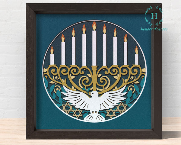 3d Hanukkah Svg, Hanukkah Shadow Box Svg - Cricut Files, Cardstock Svg, Silhouette Files - HelloCrafterSvg-44