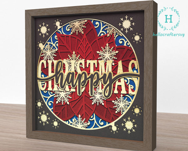 3D Happy Christmas Svg, CHRISTMAS Shadow Box Svg - Cricut Files, Cardstock Svg, Silhouette Files - HelloCrafterSvg-345