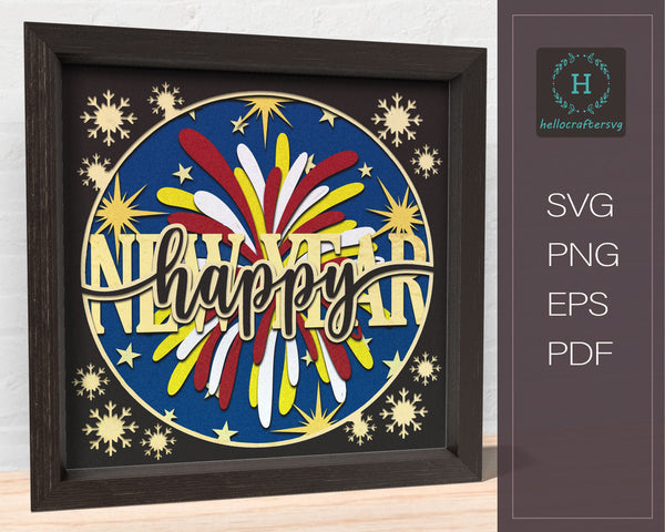 3d Happy New Year Svg, NEW YEAR 2023 Shadow Box Svg - Cricut Files, Cardstock Svg, Silhouette Files - HelloCrafterSvg-22