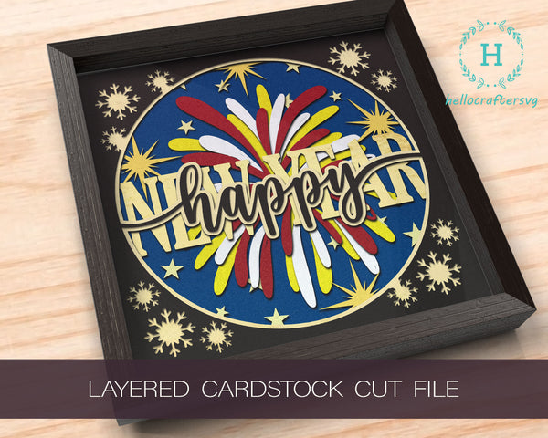 3d Happy New Year Svg, NEW YEAR 2023 Shadow Box Svg - Cricut Files, Cardstock Svg, Silhouette Files - HelloCrafterSvg-33