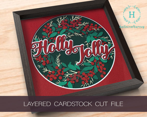 3D HOLLY JOLLY SVG, Christmas Shadow Box Svg
