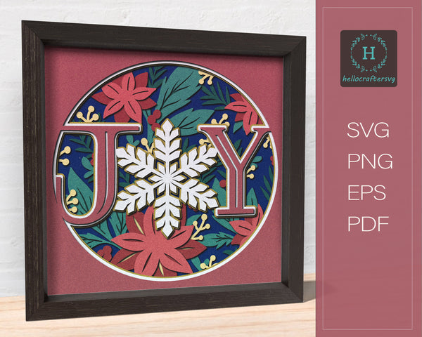 3D JOY SVG, Christmas Shadow Box Svg