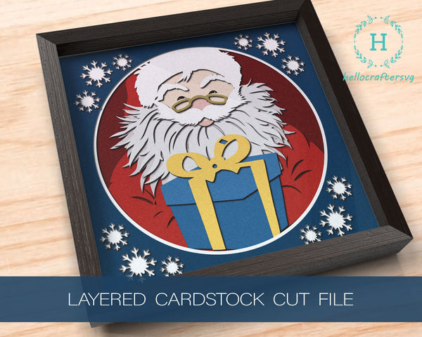 3d Santa Svg, Santa Claus Shadow Box Svg - Cricut Files