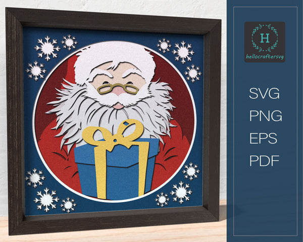 3d Santa Svg, Santa Claus Shadow Box Svg - Cricut Files