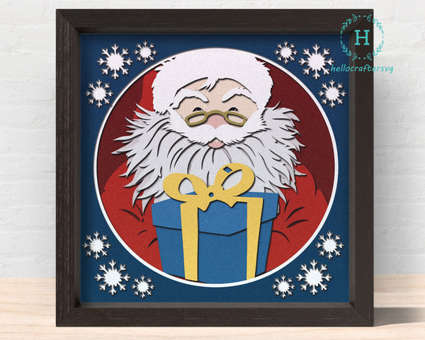 3d Santa Svg, Santa Claus Shadow Box Svg - Cricut Files