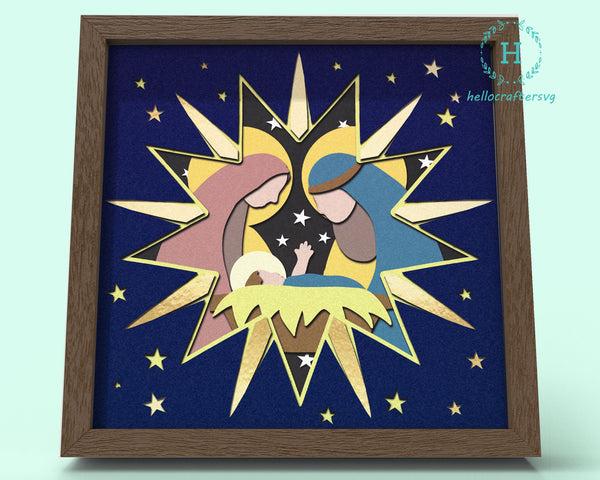 3D ADORABLE NATIVITY SVG, Nativity Shadow Box Svg,