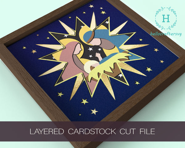 3D ADORABLE NATIVITY SVG, Nativity Shadow Box Svg,