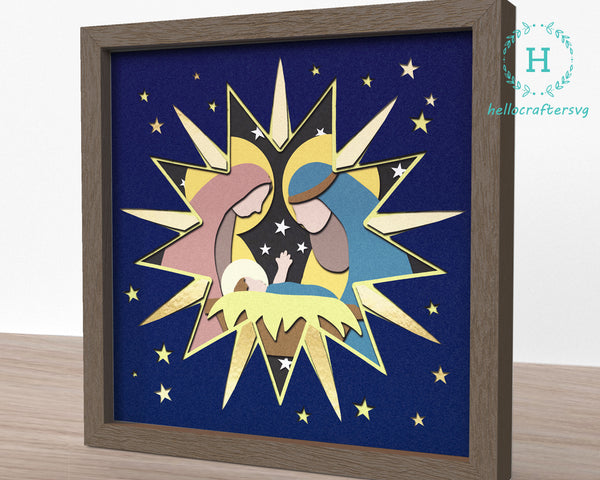 3D ADORABLE NATIVITY SVG, Nativity Shadow Box Svg,