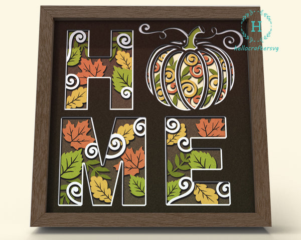 3d PUMPKIN HOME Svg, FALL Shadow Box Svg - Cricut Files, Cardstock Svg,-211
