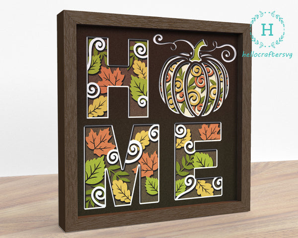 3d PUMPKIN HOME Svg, FALL Shadow Box Svg