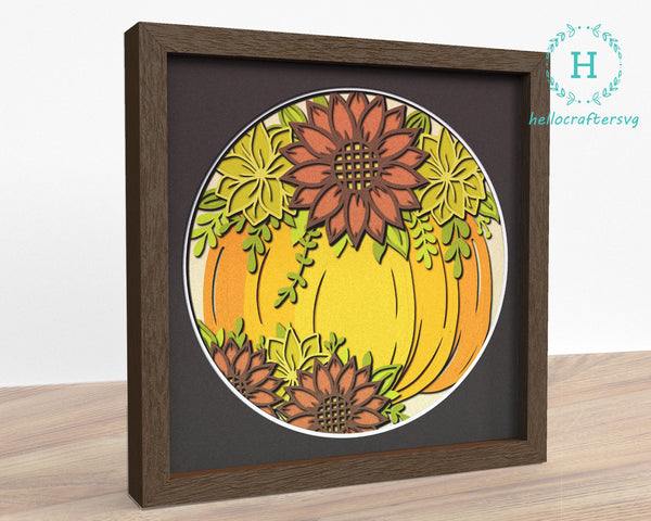3d Pumpkin Sunflower Svg, FALL Shadow Box Svg - Cricut Files, Cardstock Svg-44
