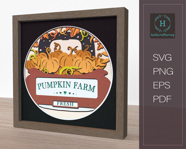 3d FRESH PUMPKIN TRUCK Svg, FALL Shadow Box Svg