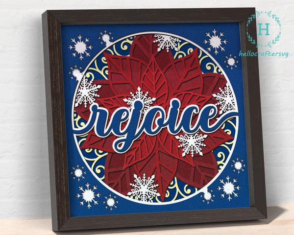 3D REJOICE SVG, Christmas Shadow Box Svg, Cricut Files