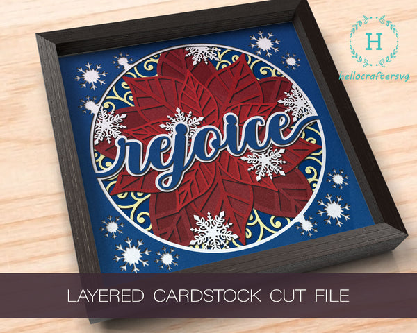 3D REJOICE SVG, Christmas Shadow Box Svg, Cricut Files