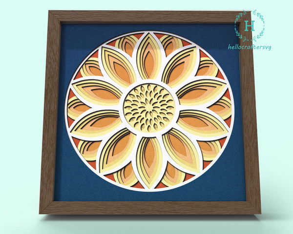3d Sunflower Svg, Sunflower Shadow Box Svg - Cricut Files, Cardstock Svg, Silhouette Files - HelloCrafterSvg