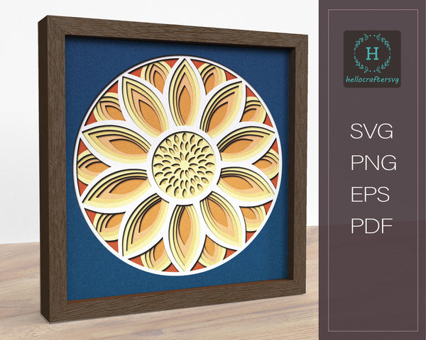3d Sunflower Svg, Sunflower Shadow Box Svg - Cricut Files, Cardstock Svg, Silhouette Files - HelloCrafterSvg-22