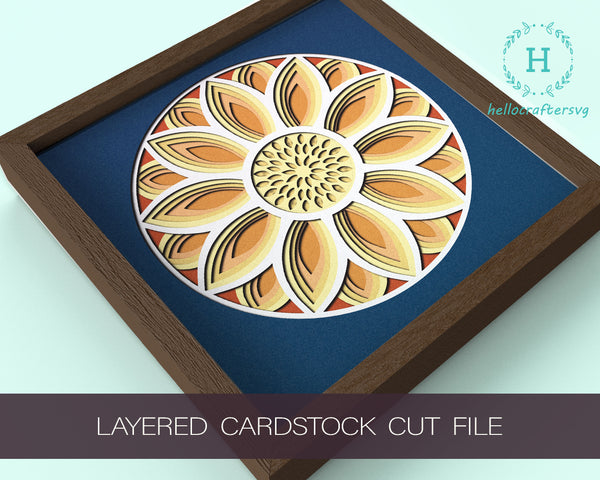 3d Sunflower Svg, Sunflower Shadow Box Svg - Cricut Files, Cardstock Svg, Silhouette Files - HelloCrafterSvg-33