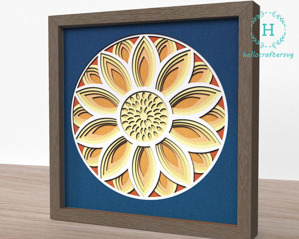 3d Sunflower Svg, Sunflower Shadow Box Svg