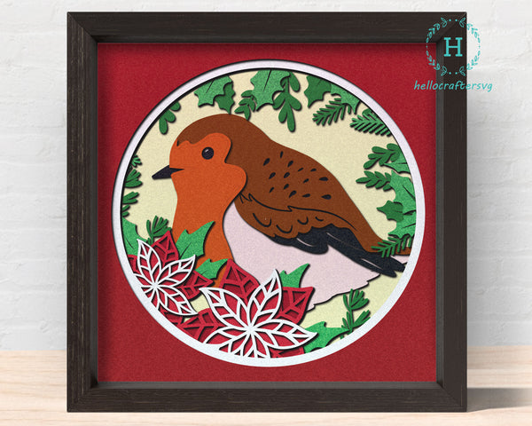 3d ROBIN Svg, ROBIN Shadow Box Svg - Cricut Files, Cardstock Svg, Silhouette Files - HelloCrafterSvg