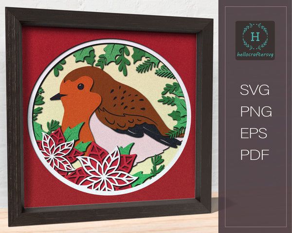 3d ROBIN Svg, ROBIN Shadow Box Svg - Cricut Files, Cardstock Svg, Silhouette Files - HelloCrafterSvg-22
