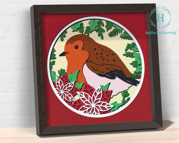 3d ROBIN Svg, ROBIN Shadow Box Svg