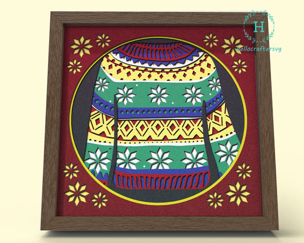 3d Sweater Svg, SWEATER Shadow Box Svg - Cricut Files, Cardstock Svg, Silhouette Files - HelloCrafterSvg