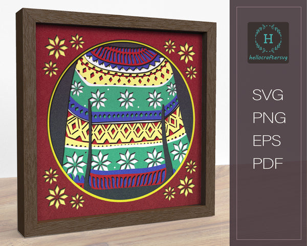 3d Sweater Svg, SWEATER Shadow Box Svg - Cricut Files, Cardstock Svg, Silhouette Files - HelloCrafterSvg-22