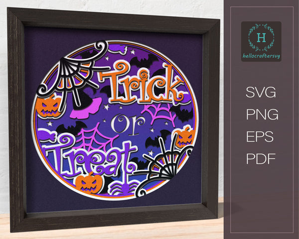 3D TRICK OR TREAT Svg, Halloween Shadow Box Svg