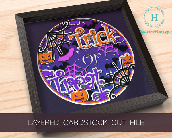3D TRICK OR TREAT Svg, Halloween Shadow Box Svg