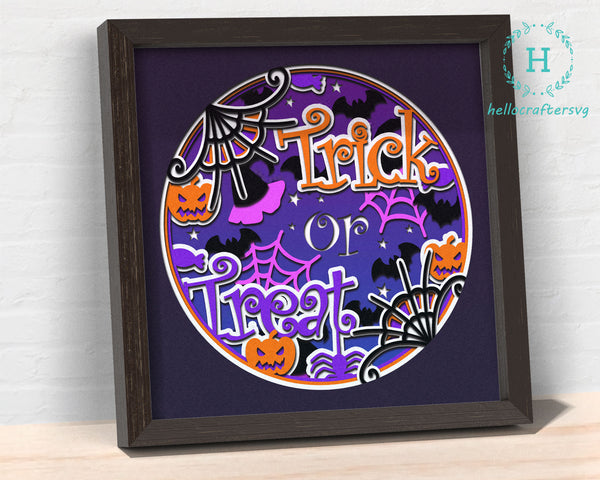 3D TRICK OR TREAT Svg, Halloween Shadow Box Svg
