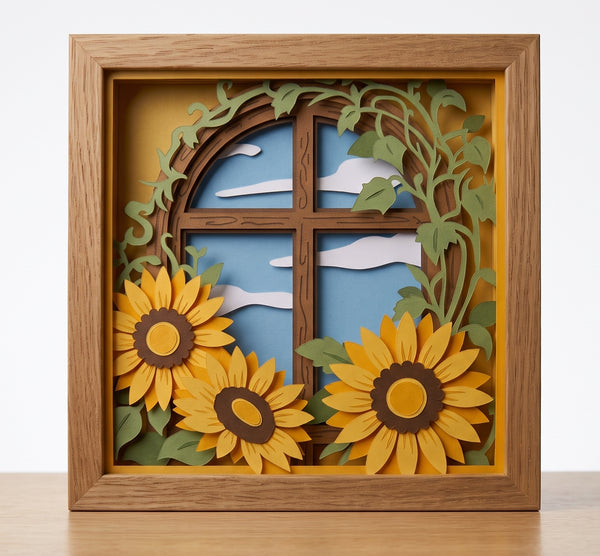 3D SUNFLOWER HAPPY YALL BUNDLE SHADOW BOX SVG