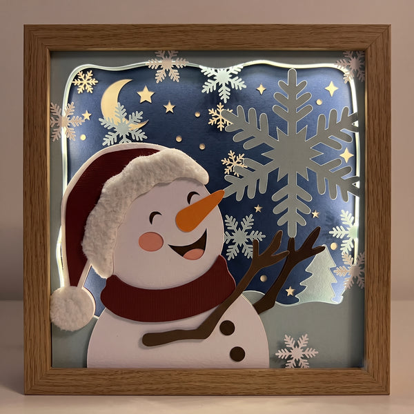 3D SNOWMAN SET OF 9 SHADOW BOX SVG