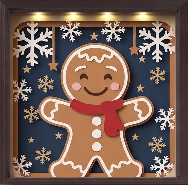 3D GINGERBREAD TRIO SET CHRISTMAS SHADOW BOX SVG