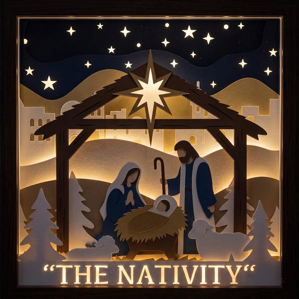 3D NATIVITY TRIPTYCH SHADOW BOX SVG