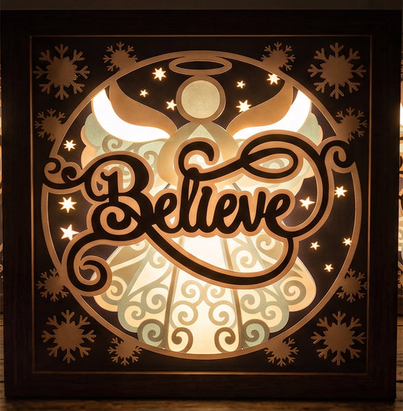 3D SIMPLE ANGEL CHRISTMAS TRIPTYCH SHADOW BOX SVG