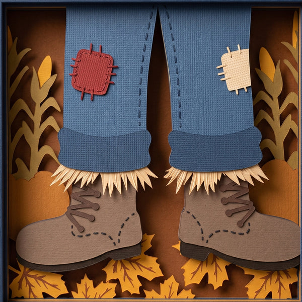 3D SCARECROW TRIO SET SHADOW BOX SVG