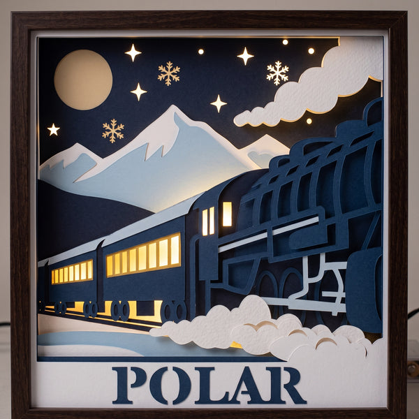 3D NORTH POLAR EXPRESS TRIO SET TRIPTYCH SHADOW BOX SVG