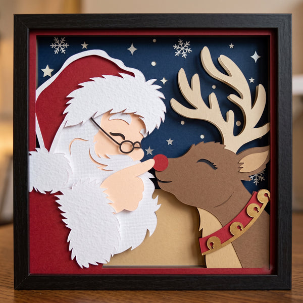 3D SANTA SET OF 9 SHADOW BOX SVG