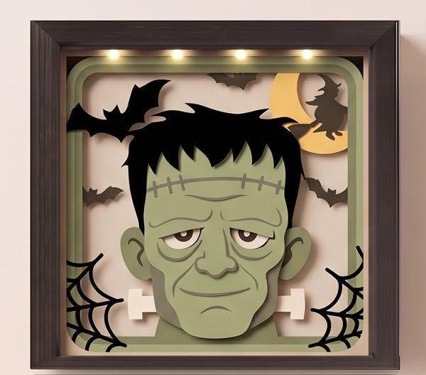 3D FRANKENSTEIN TRIO SET SHADOW BOX SVG