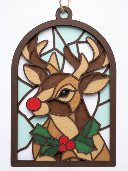 3D STAINED CHRISTMAS ORNAMENT SET OF 9 HANGING SVG