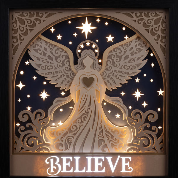 3D ANGEL CHRISTMAS TRIPTYCH SHADOW BOX SVG